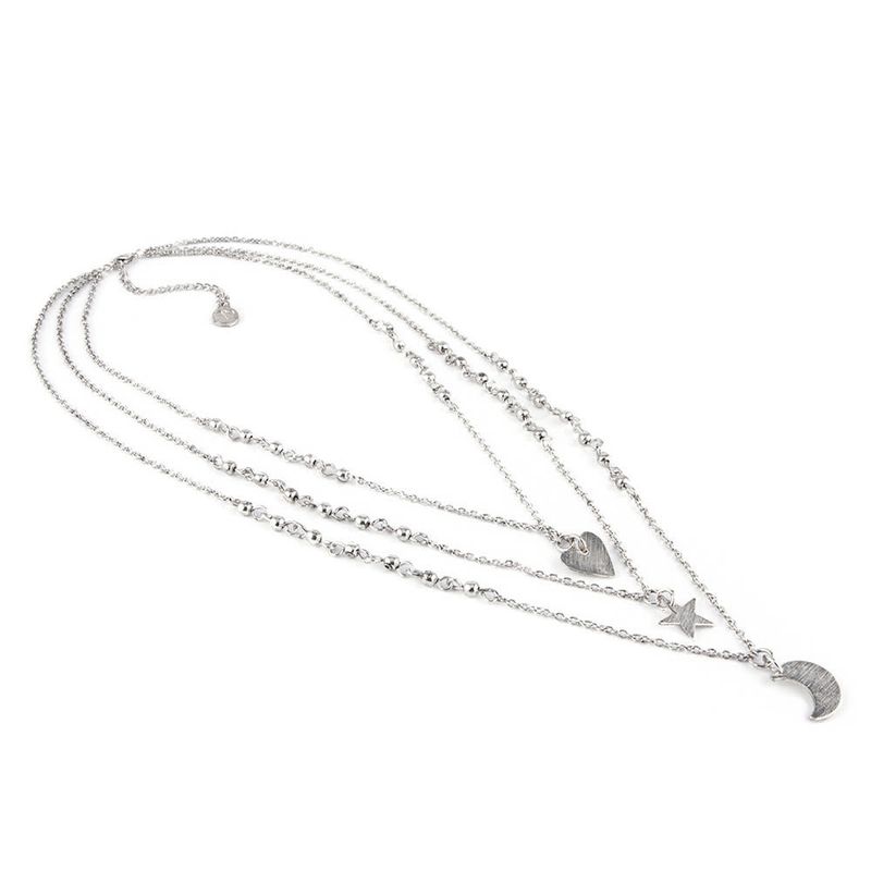 COLLANA 3 CATENE LUNA/STELLA/CUORE MI1092