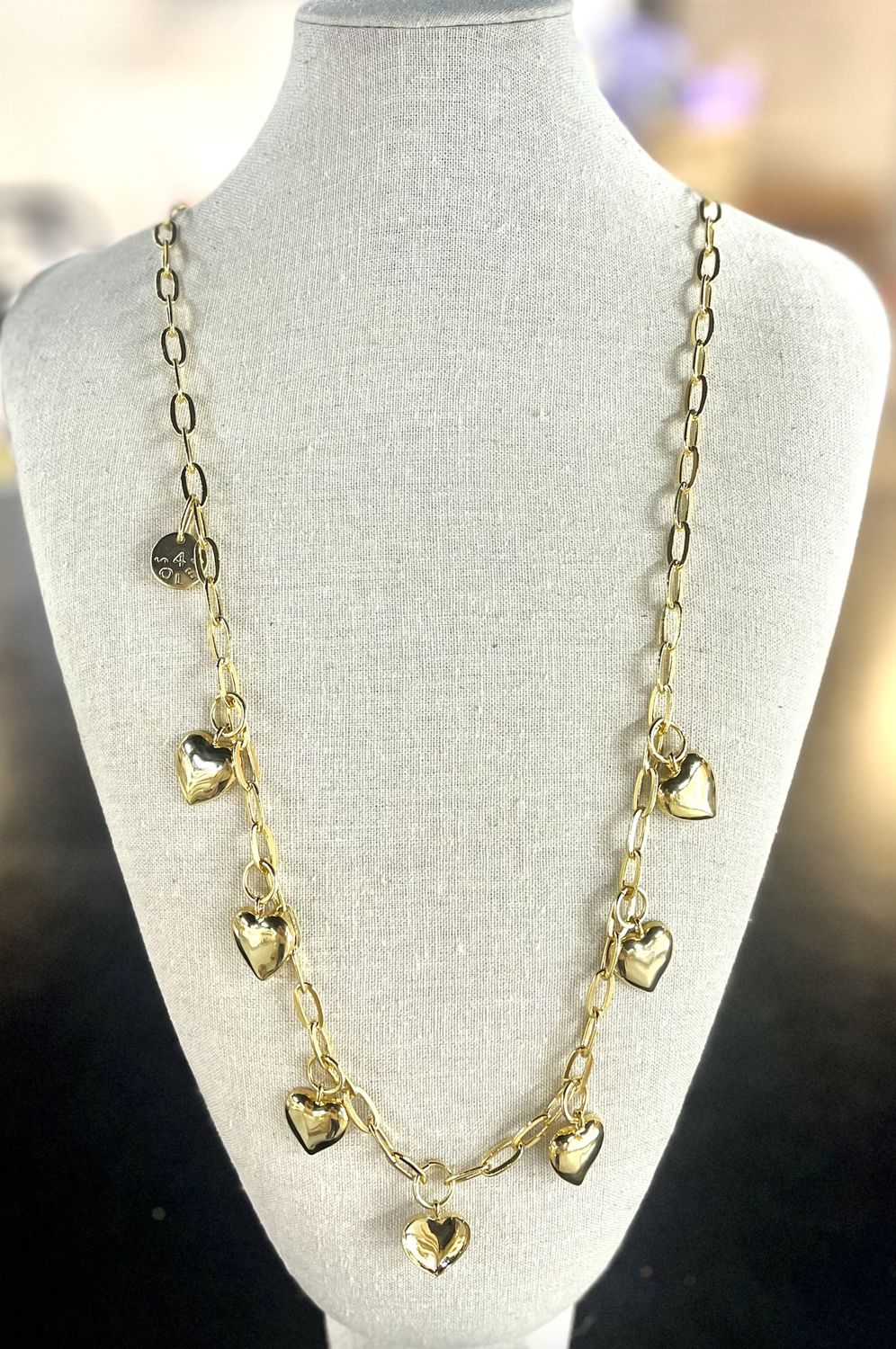 Gold Multi Hearts Necklace 4 soles