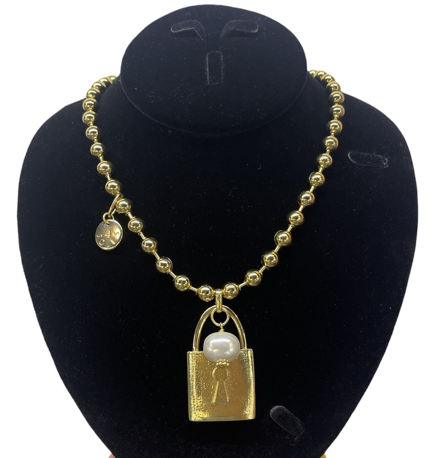 4 Soles Gold Necklace 10m Lock with Pearl