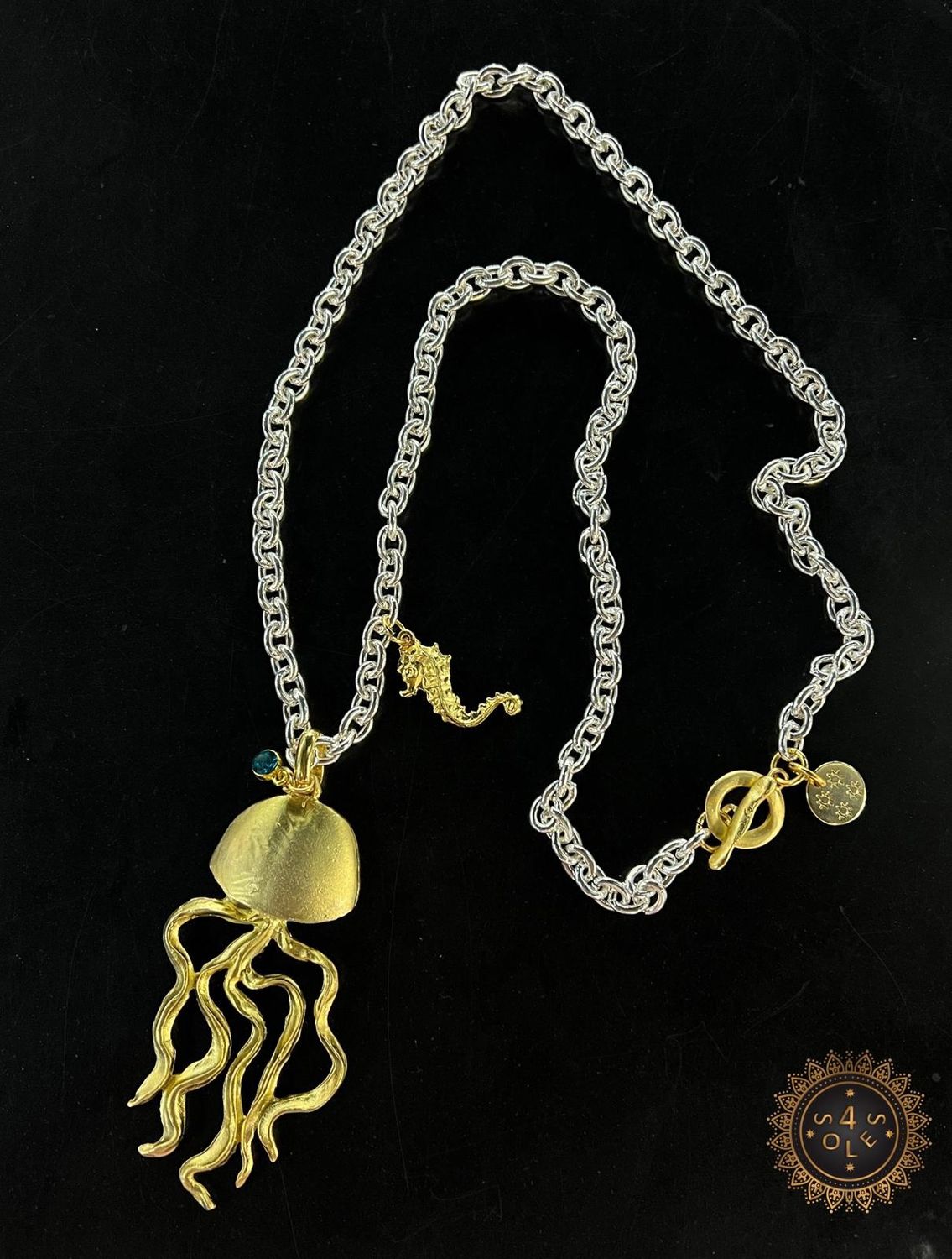 4 Soles Two Tone Jellyfish Necklace
