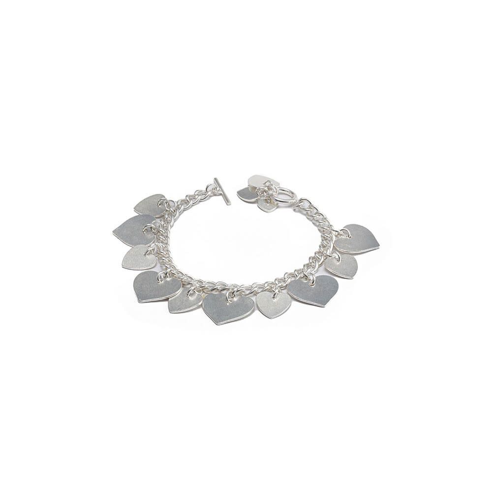 lo09014BRACCIALE CATENA PENDENTI CUORI GRANDI