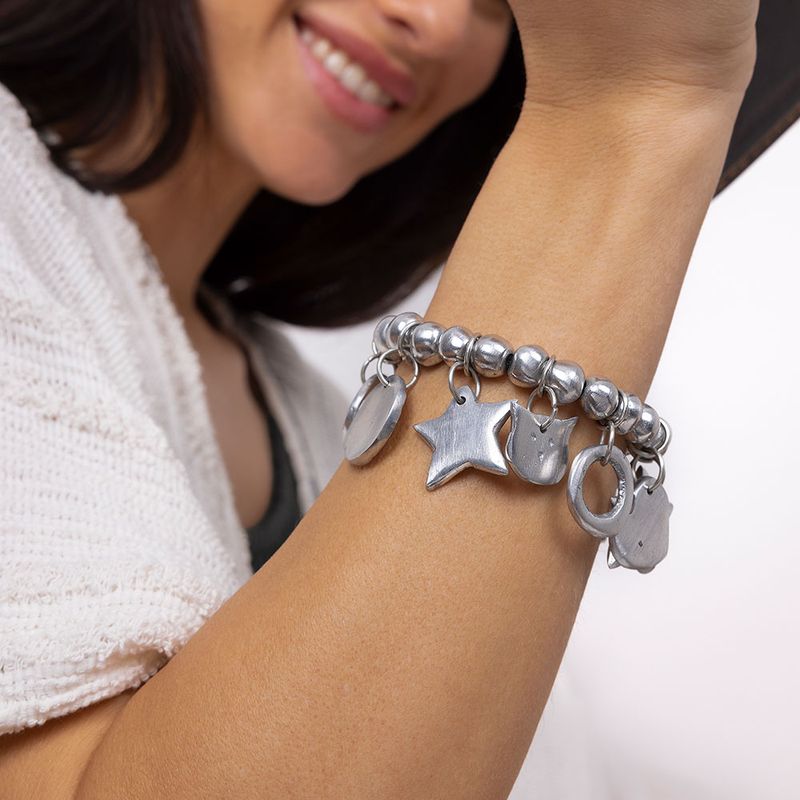 al01148 BRACELET ELASTIQUE BOULES MULTI ETOILES / CHATS