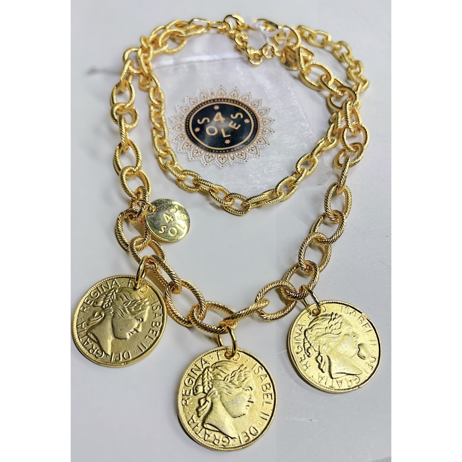 Double chain big coins necklace