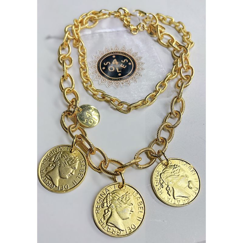 Double chain big coins necklace