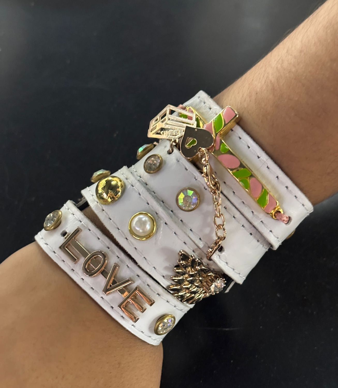 White Leather Handmade bracelet