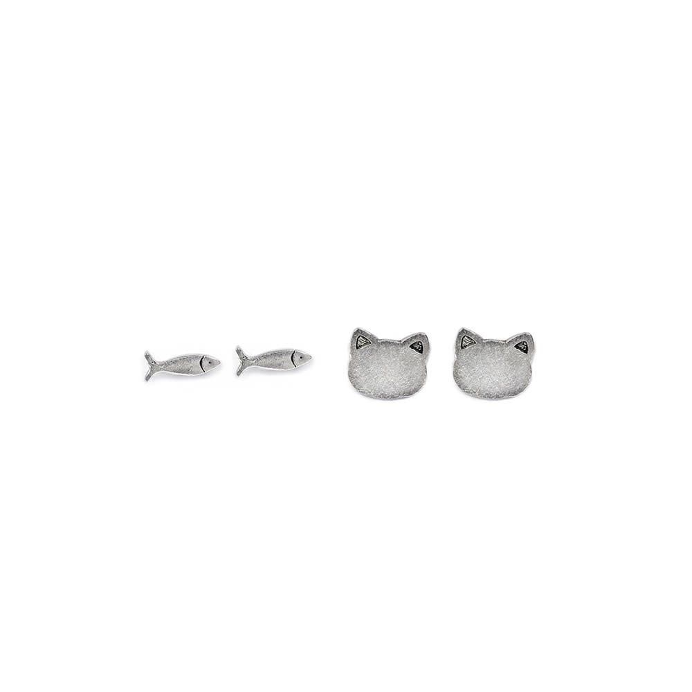 lo80268ORECCHINI GATTO/PESCE SET
