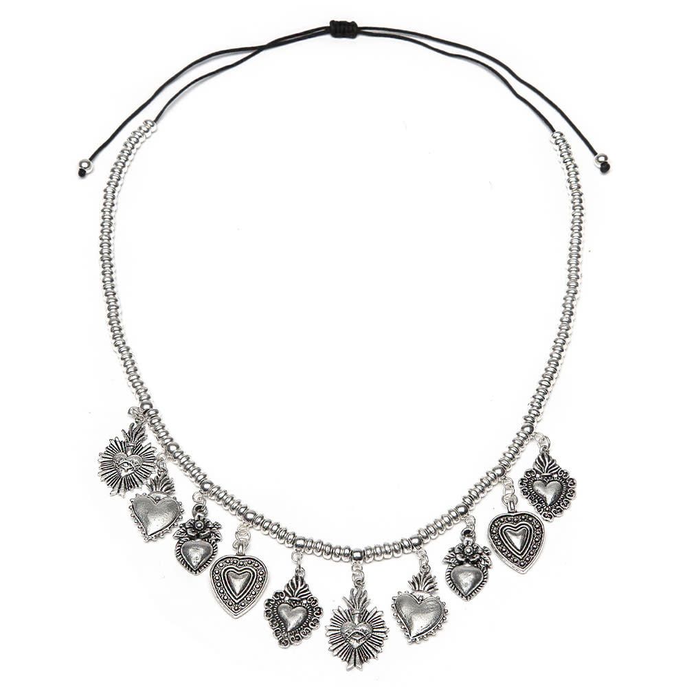 lo53127COLLANA REGOLABILE PENDENTI CUORI SAC