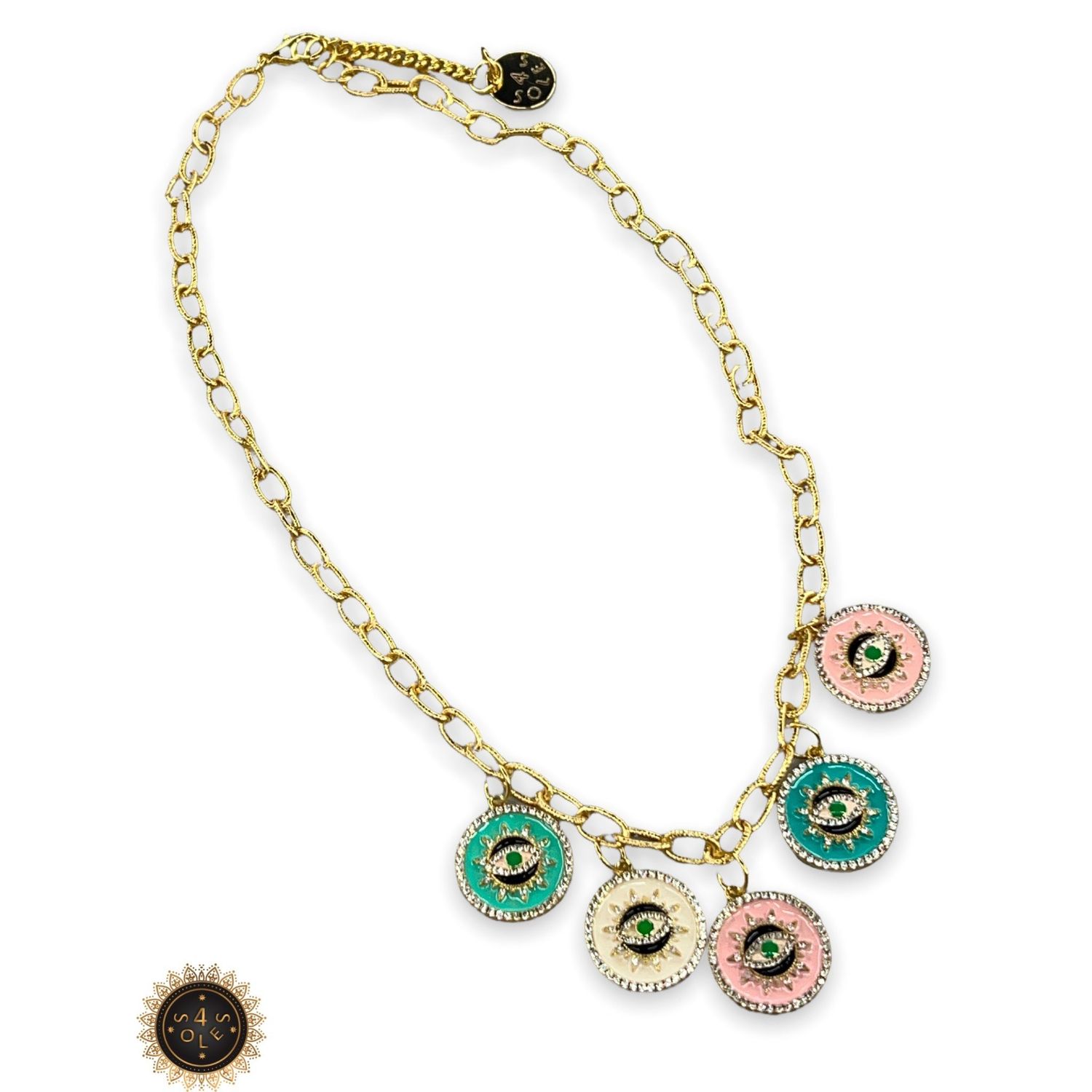 5 eye necklace 18”