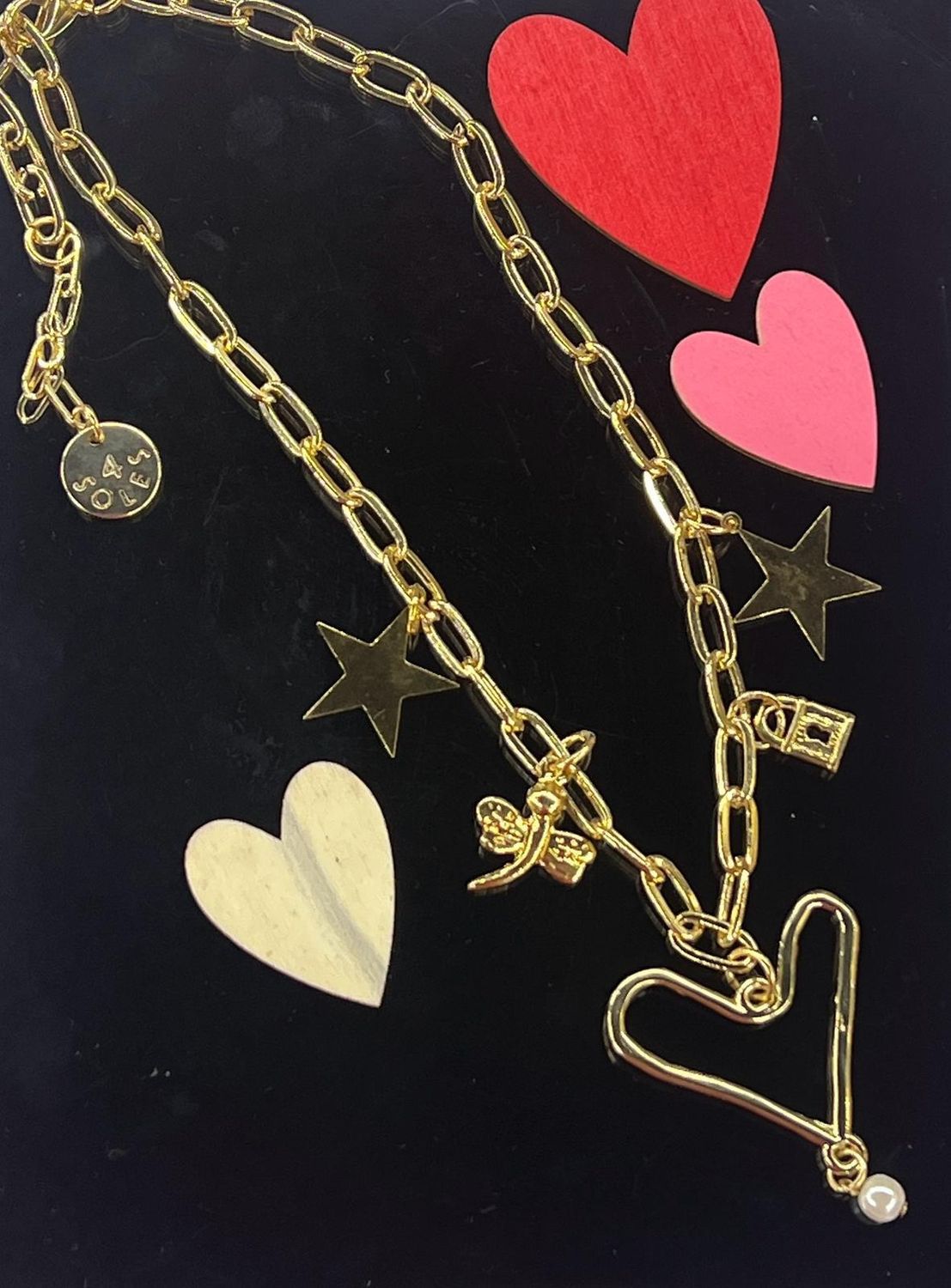 Heart, lock, star 4 soles necklace