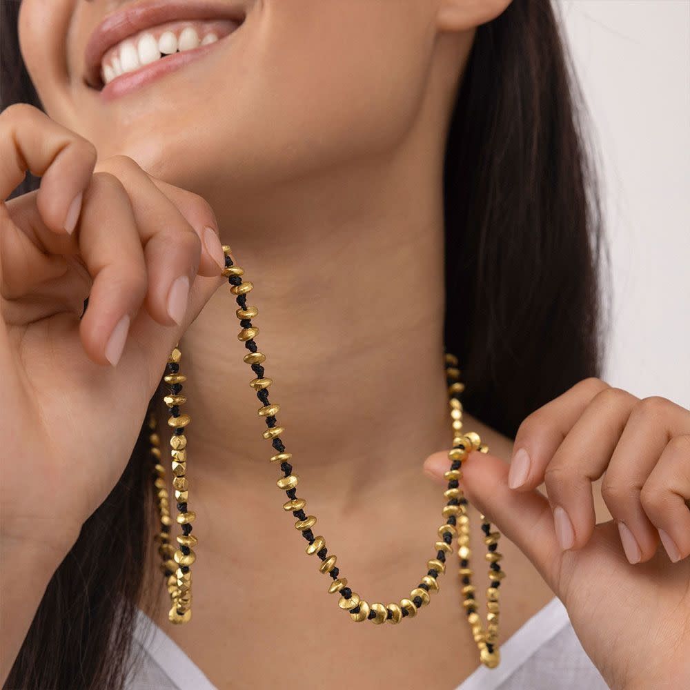 DRY1001MACRAME WASHERS/DIAMONDS NECKLACE