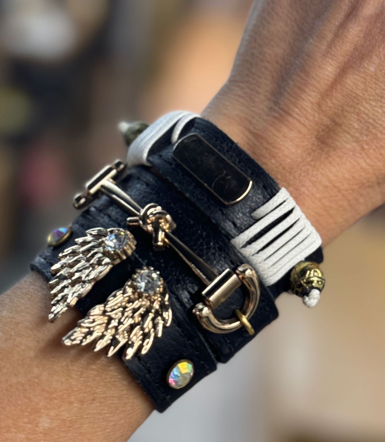 black Leather Handmade bracelet