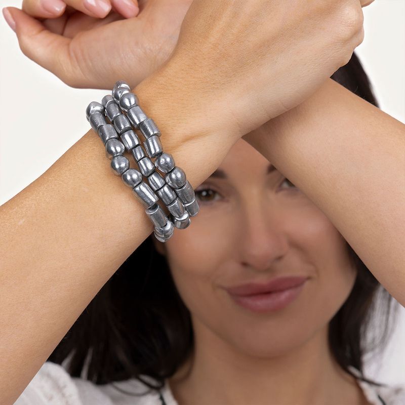 BRACELET ELASTIQUE CYLINDRES ET BOULE set of 3