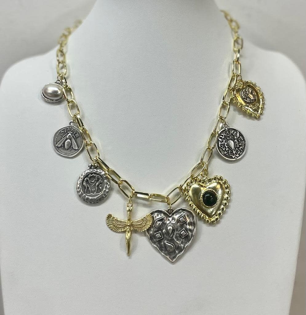 Heart and Coins Gold Necklace