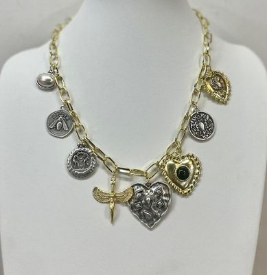 Heart and Coins Gold Necklace