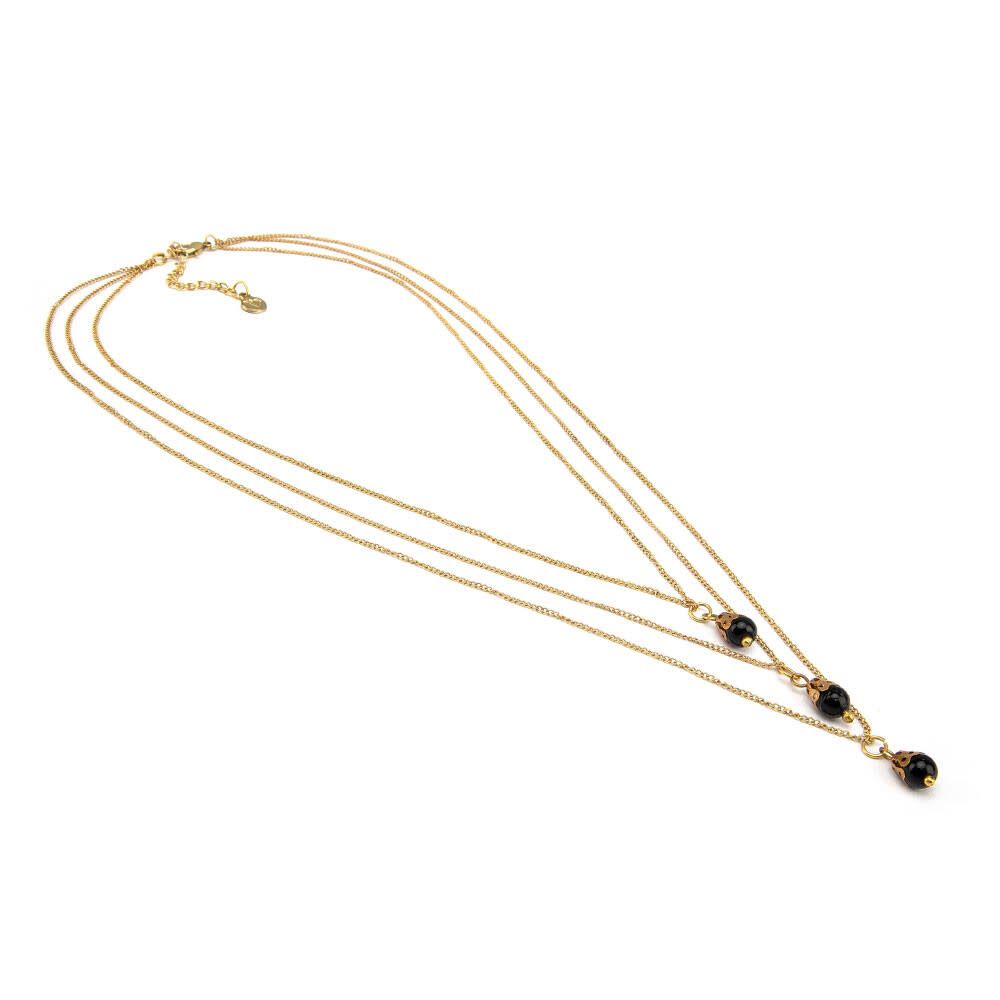 COLLANA 3 SFERE NERE FTG1012