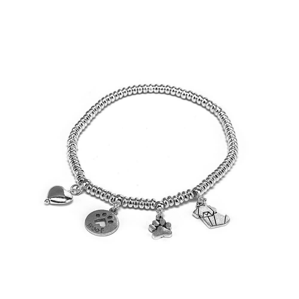 lo00090ELASTIC BRACELET MIX DOG CHARMS