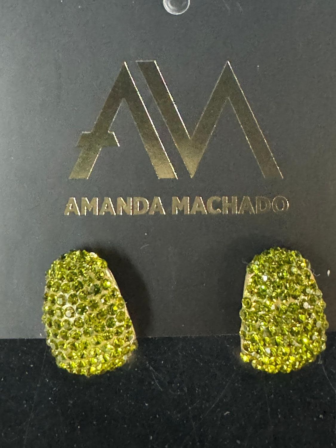 Yerllow/olive Crystals Earrings Amanda Machado