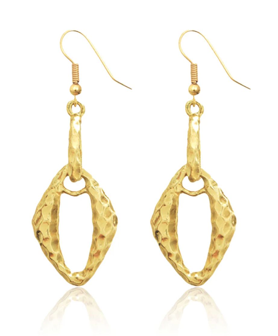 Small hammered oval cut-out dangle earrings.