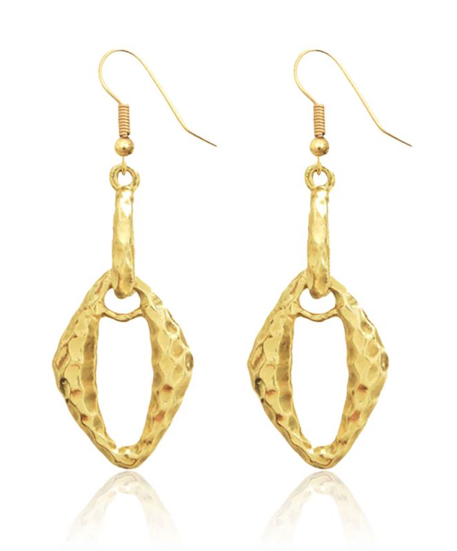 Small hammered oval cut-out dangle earrings.