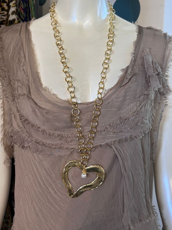 Big Heart Long Necklace 32&quot; 4 soles