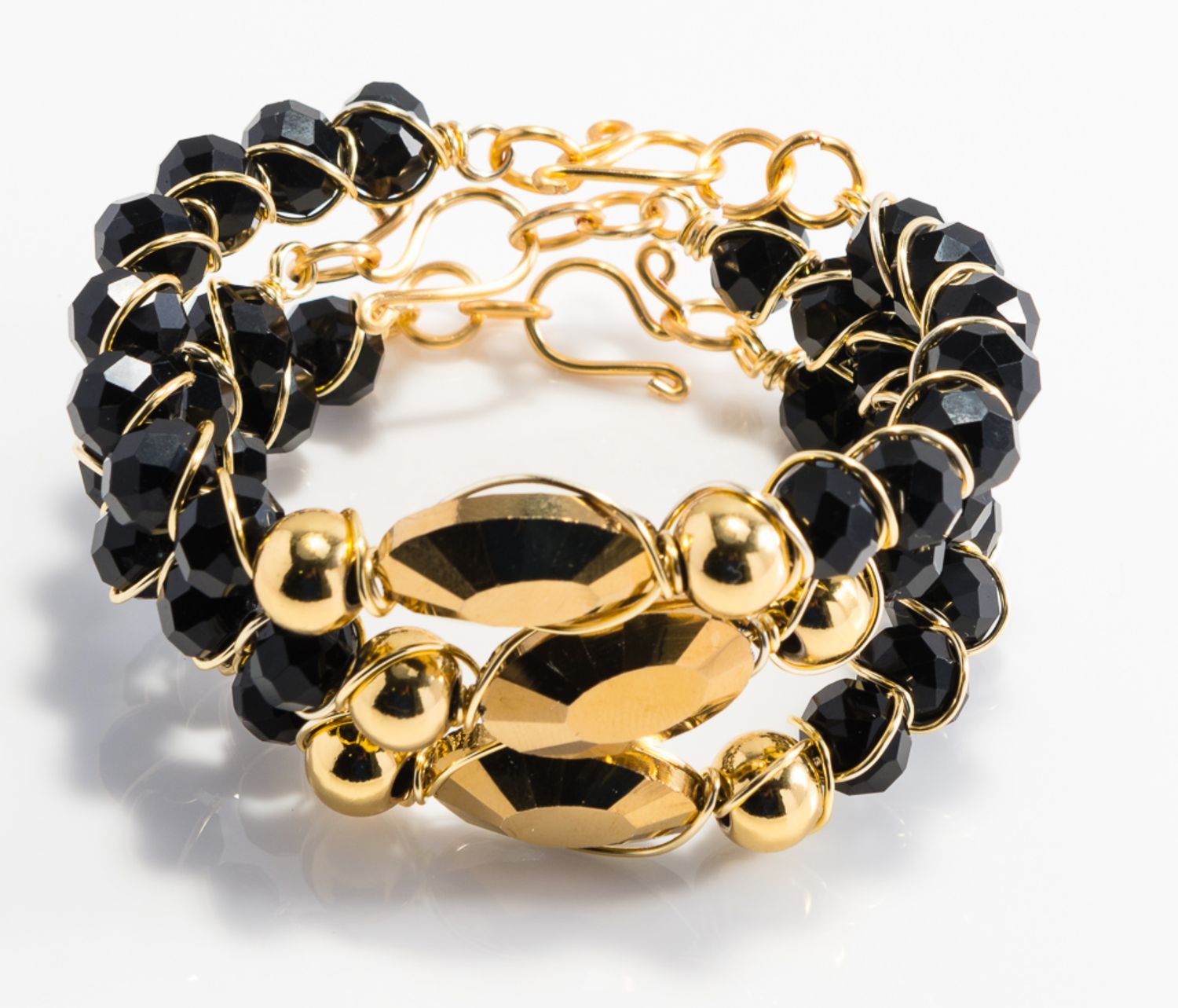 Set de 3 pulseras con cristal facetado