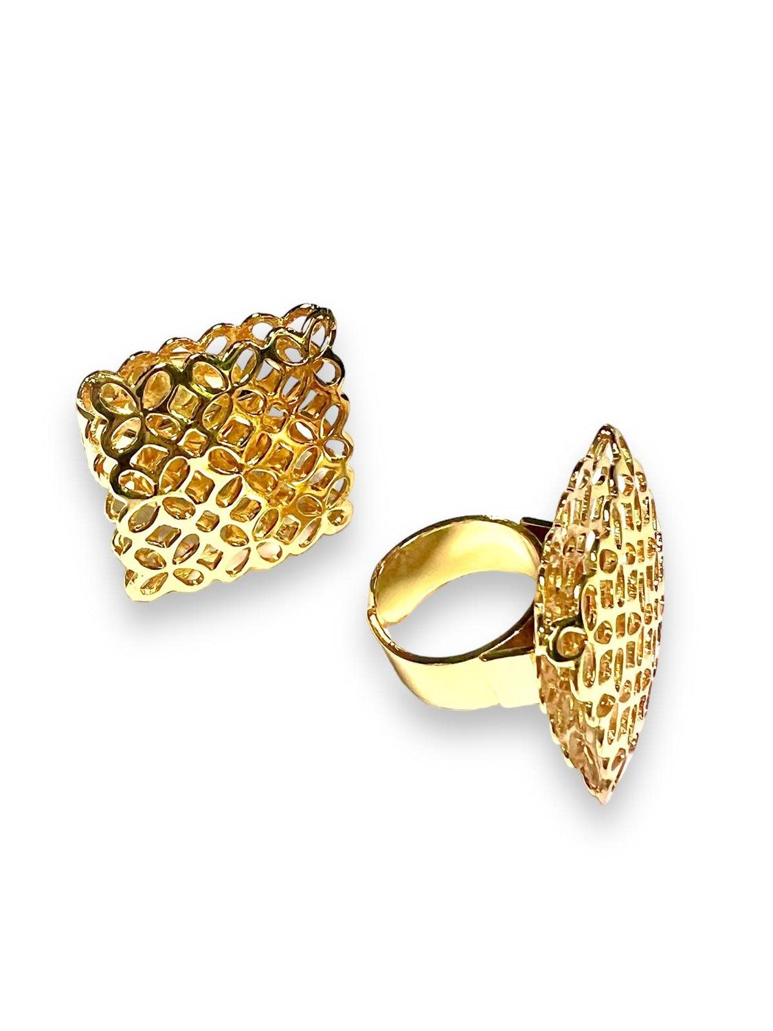 Square 18k Gold Plated Ring adjustable 1&quot;