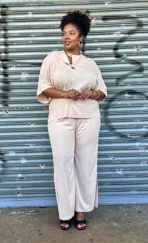 Set blusa pantalón one size (large to 1x) sand