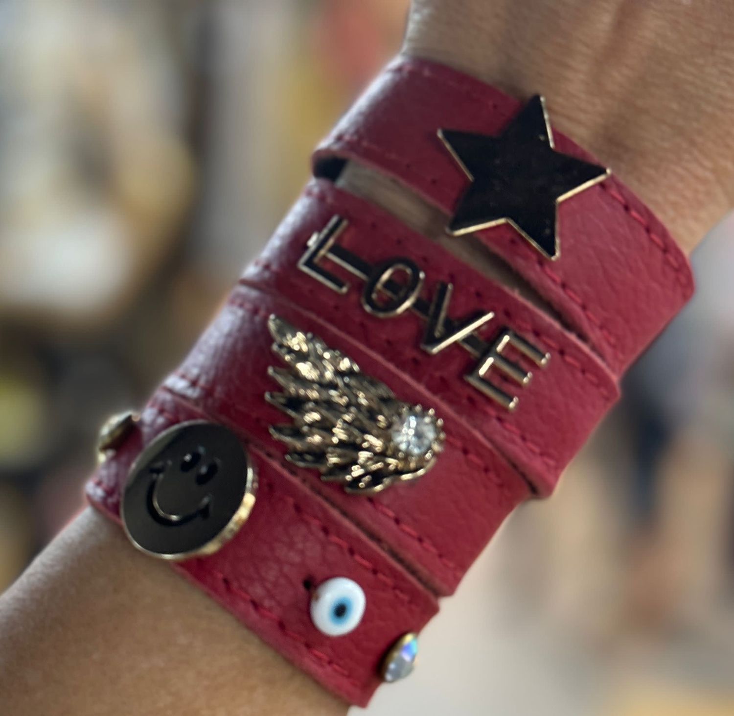 Happy Love Red Leather Bracelet