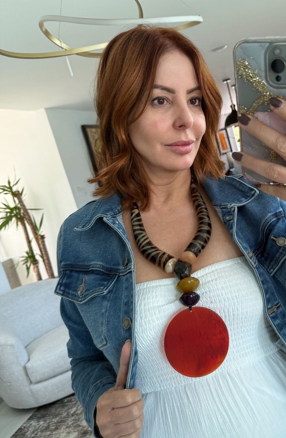 Bold Horn &amp; Red Pendant Necklace