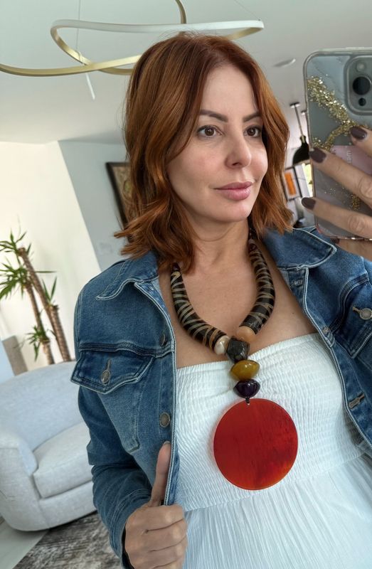 Bold Horn &amp; Red Pendant Necklace