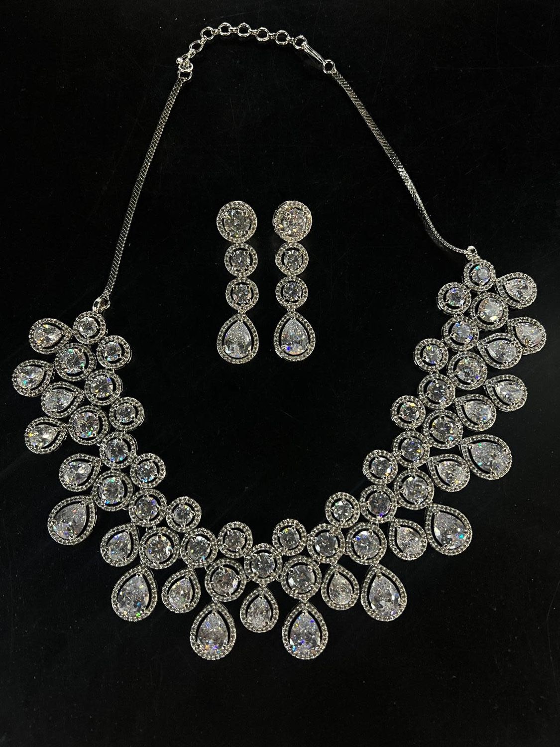 Silver Crystals Necklace and Earrings
