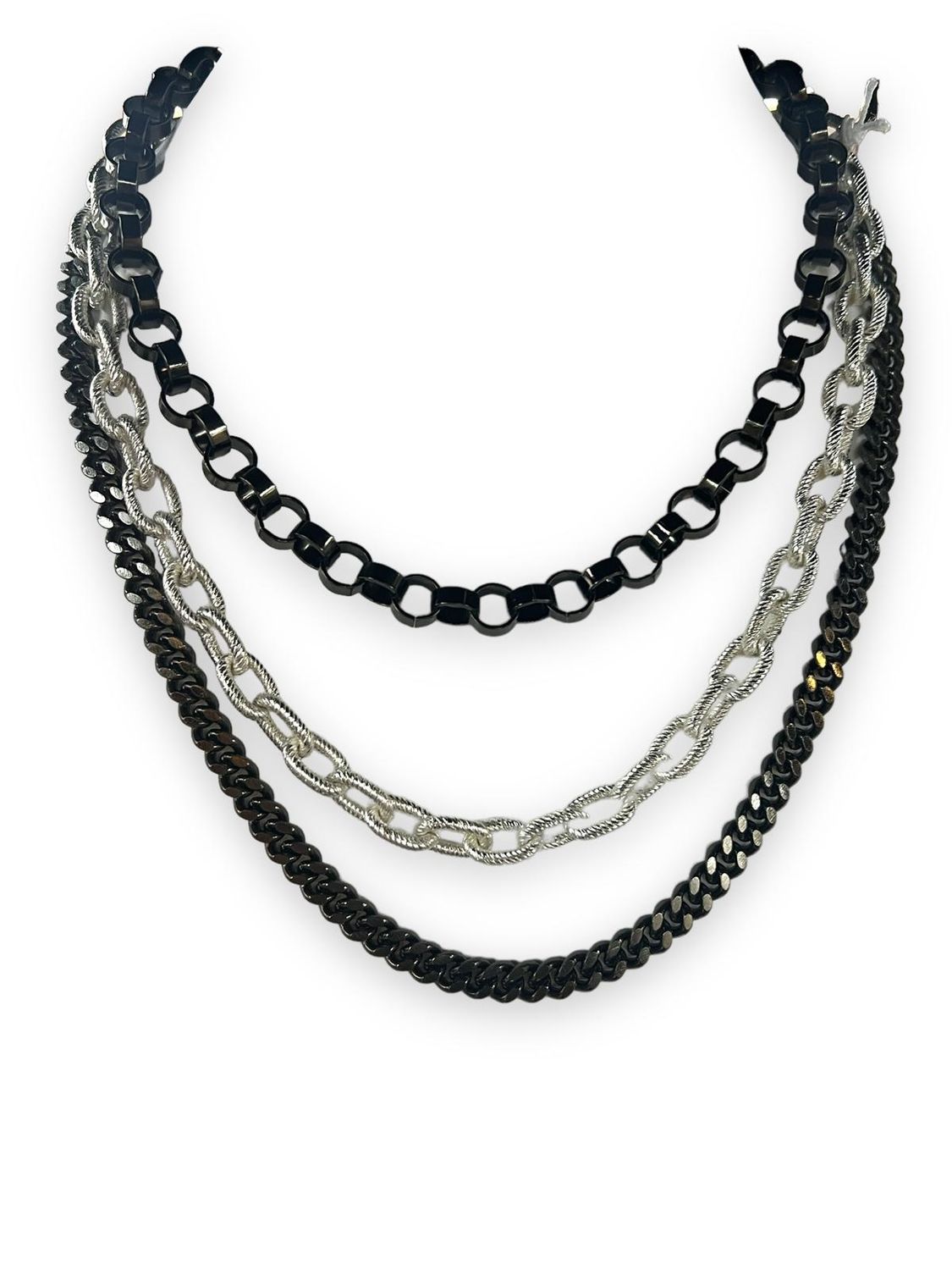 ns00013. 3 Layers Necklace Graphite