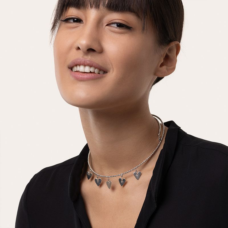 mi1528GIROCOLLO MICRO SFERE PENDENTI CUORE