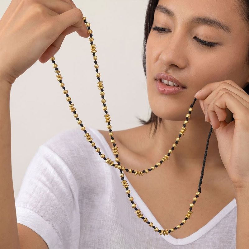 DRY1003 MACRAME WASHERS/SPHERES NECKLACE