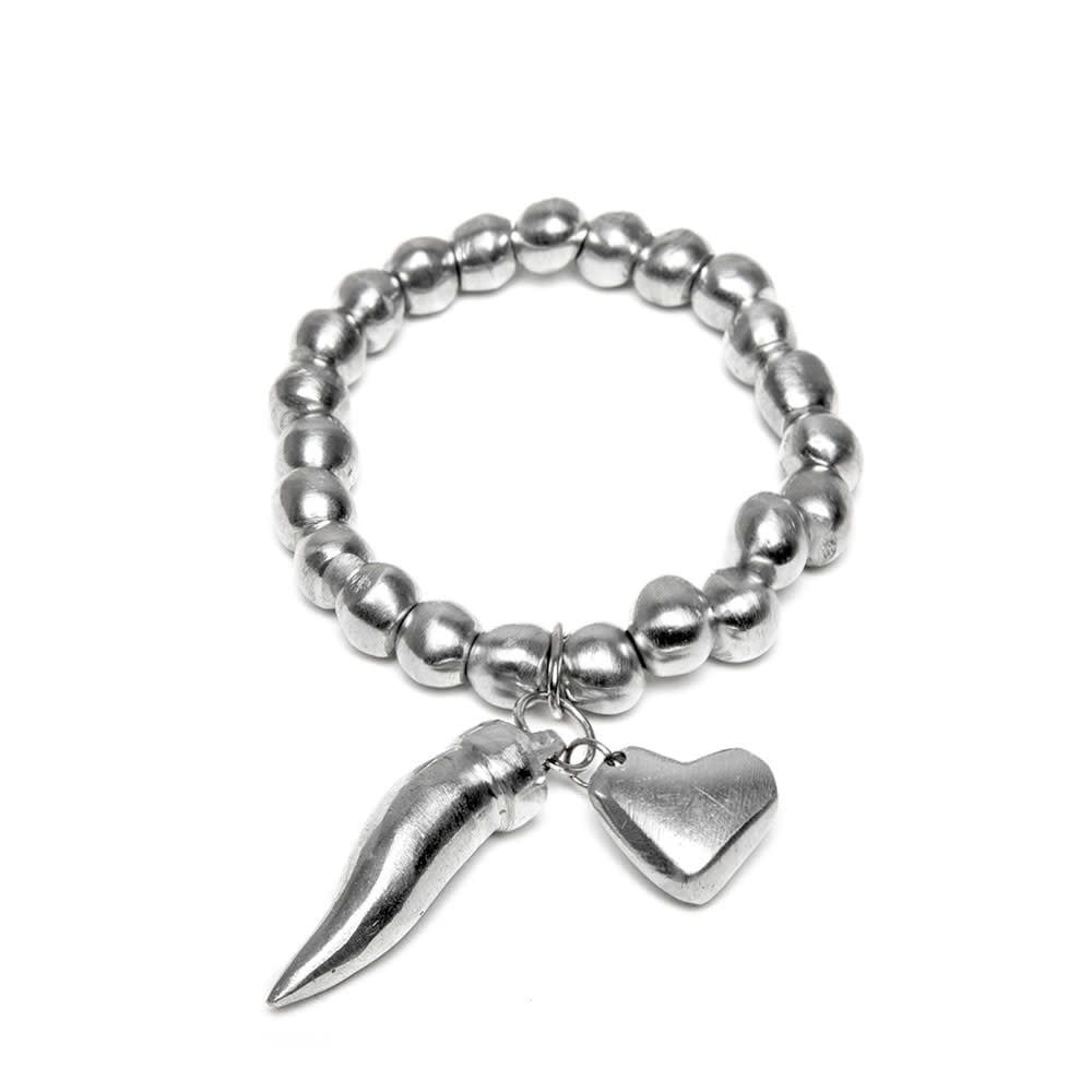 al01155BRACELETS ELASTIQUE BOULE ANNEXE CORNE