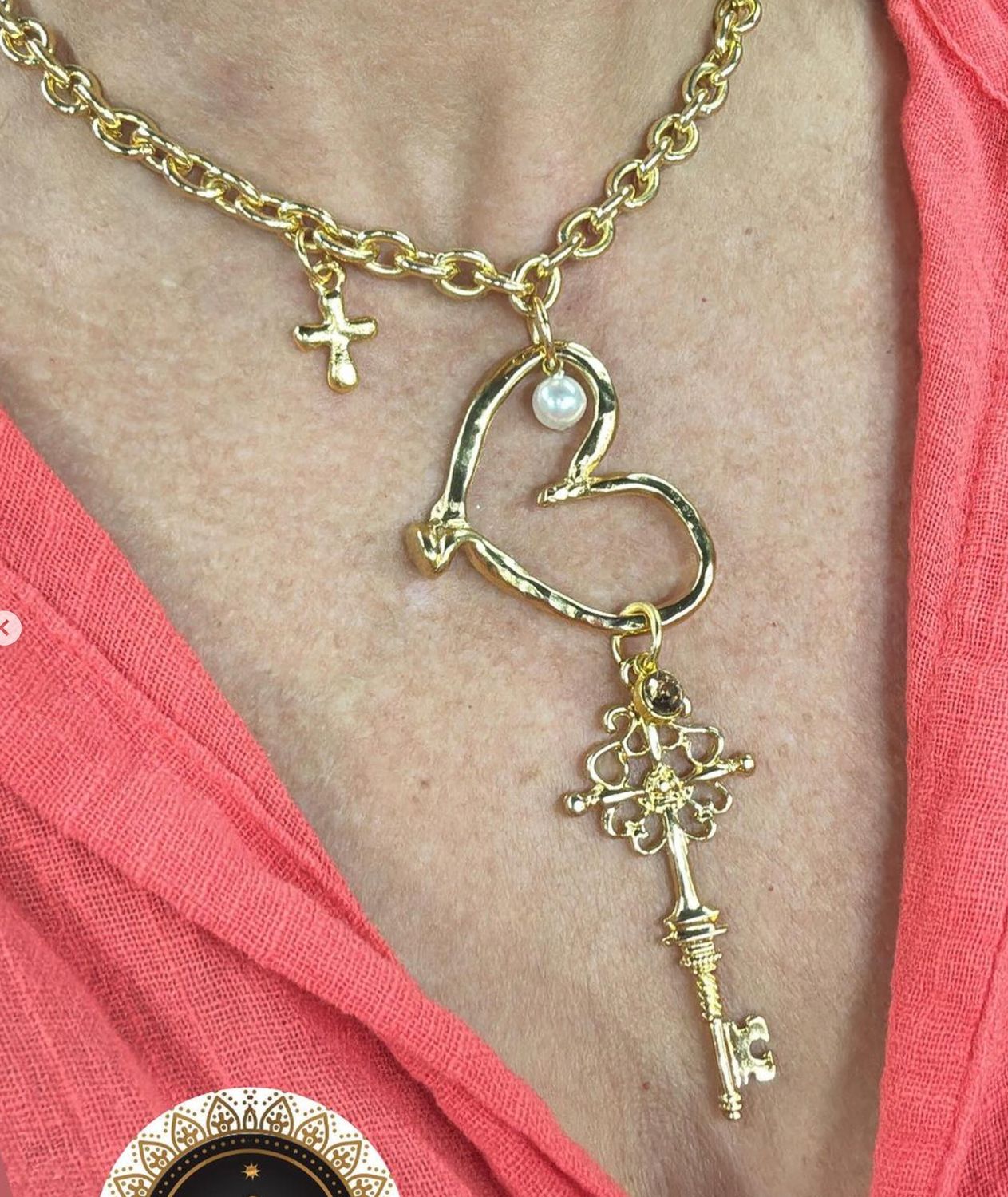 Heart &amp; key 4 Soles necklace