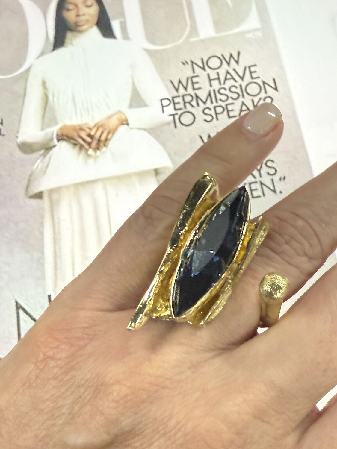 Blue crystal statement ring