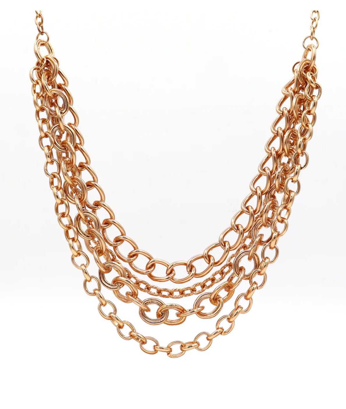 Edgy necklace featuring four layers of mixed chains Rose