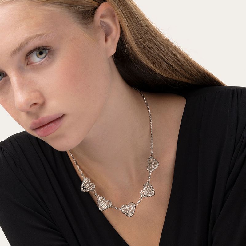 mi1121 COLLANA 5 CUORI MICRO FILO