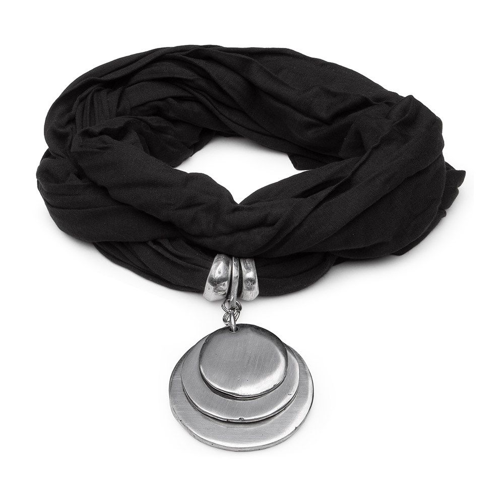 al18066ECHARPE 3 RONDE PLATTE NOIR