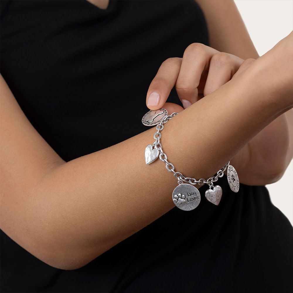 LO09028BRACCIALE CATENA T-BAR DOG LOVER