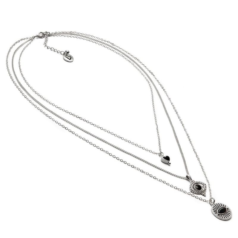 lo53158COLLANA 3 CATENE OCCHI LO53158