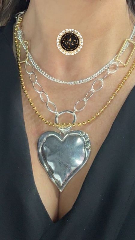 Big Heart 3 layers Necklace 4 soles