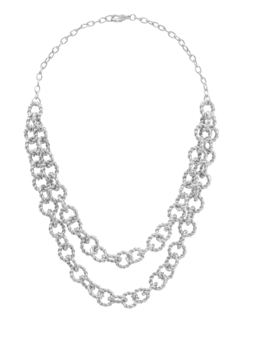 silver double chain necklace