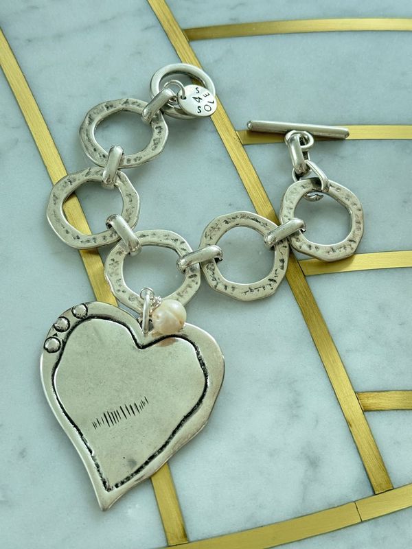 BIG SILVER HEART BRACELET