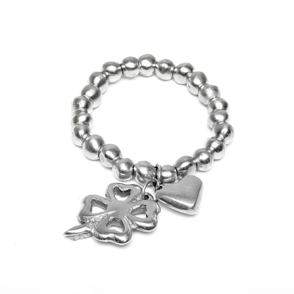 al01156 Bracelet élastique Boules grans Couer