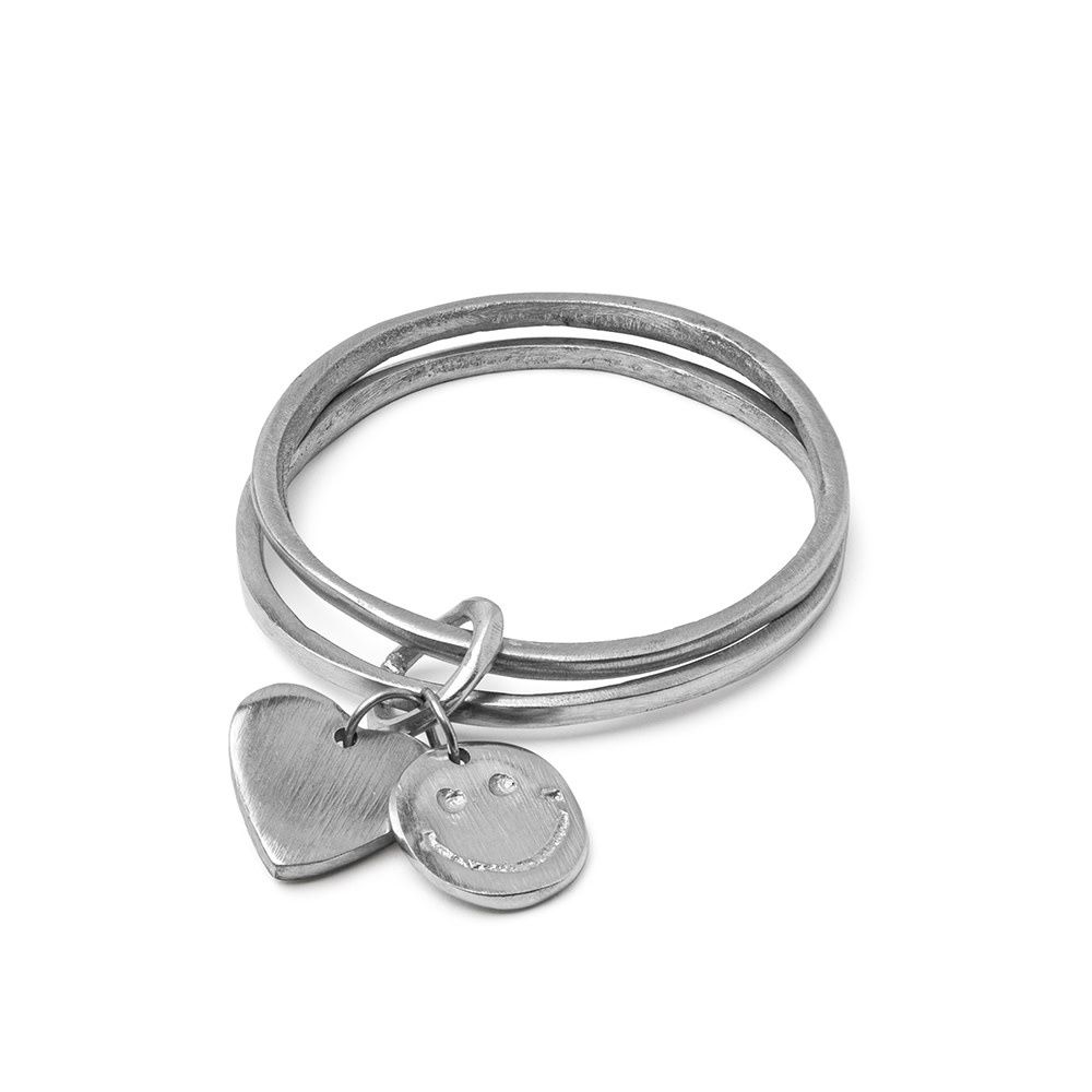 al00179BRACELET RONDE RIGIDE SMILE/COEUR