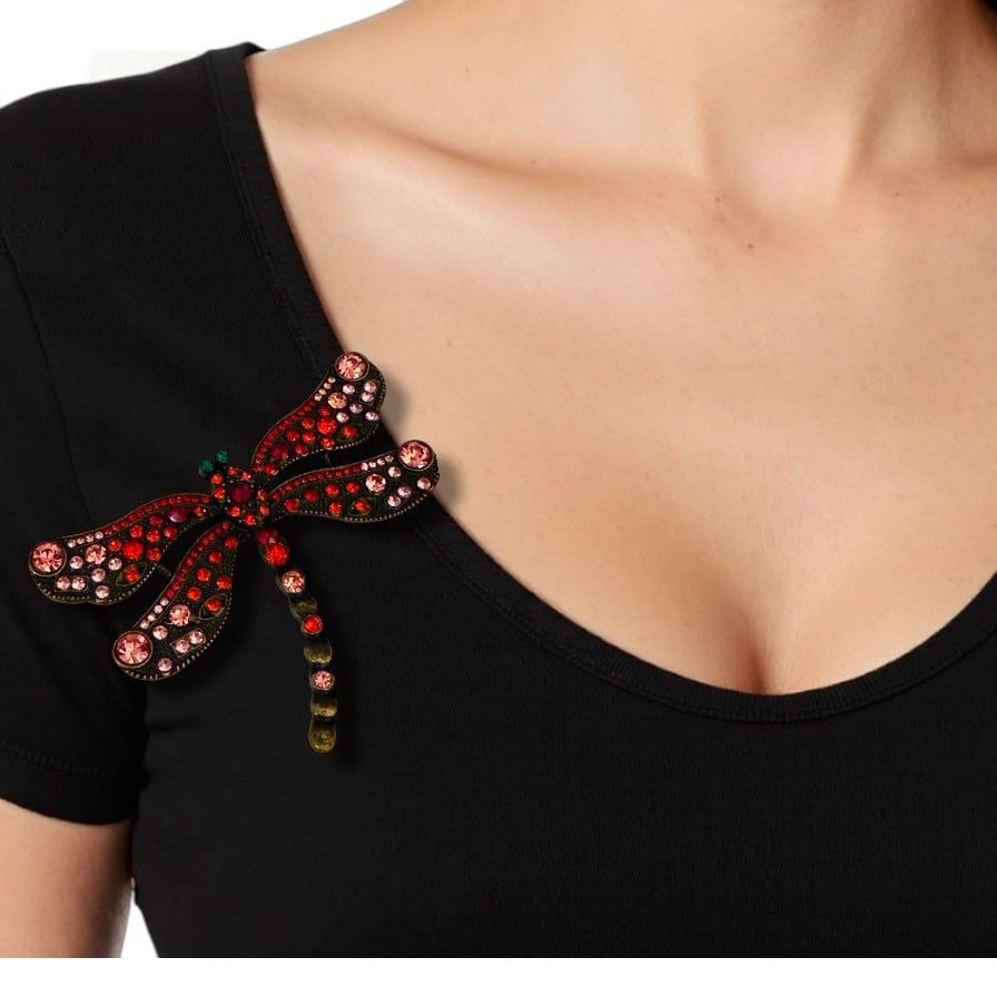 Dragonfly crystal brooch