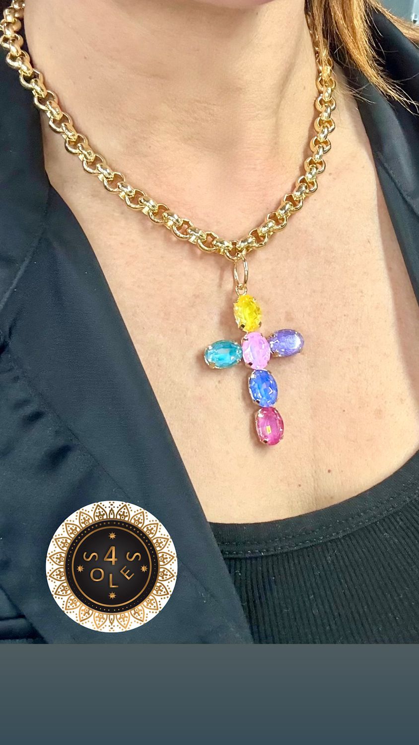 Rainbow Cross Necklace