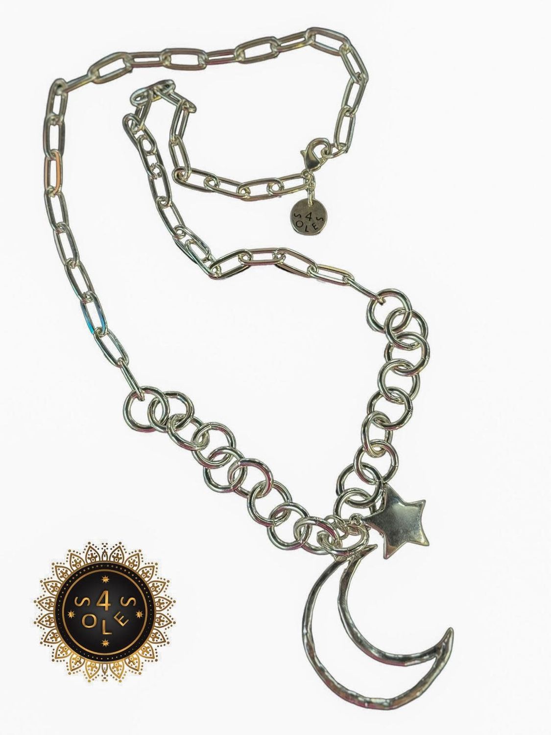 Moon &amp; Star Long Necklace